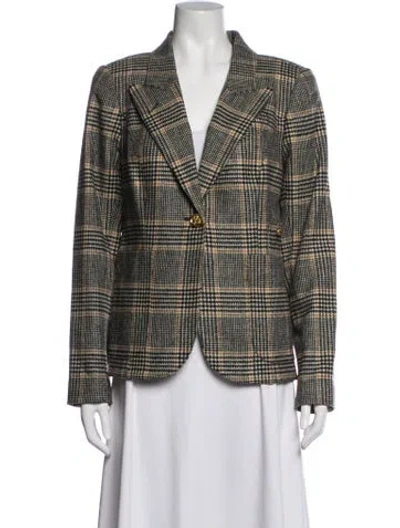 Pre-owned Smythe Wool Plaid Print Blazer In Black