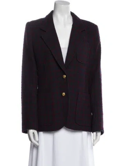 Pre-owned Smythe Wool Plaid Print Blazer In Blue