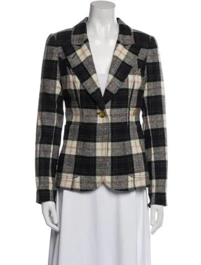 Pre-owned Smythe Wool Plaid Print Blazer In Blue