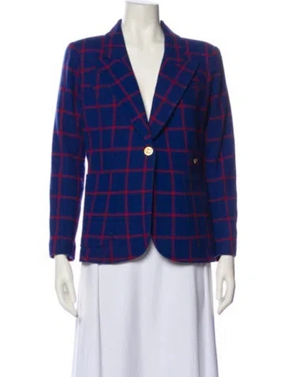 Pre-owned Smythe Wool Plaid Print Blazer In Blue
