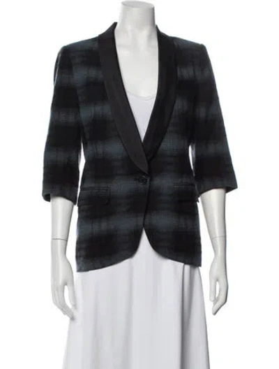 Pre-owned Smythe Wool Plaid Print Blazer In Blue