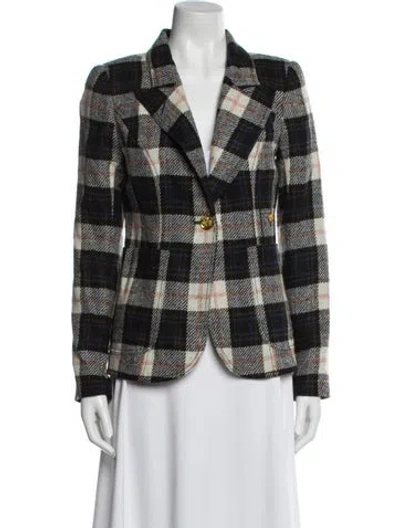 Pre-owned Smythe Wool Plaid Print Blazer In Gray