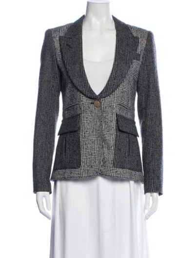 Pre-owned Smythe Wool Plaid Print Blazer In Gray