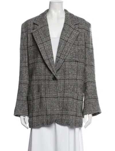 Pre-owned Smythe Wool Plaid Print Blazer In Grey