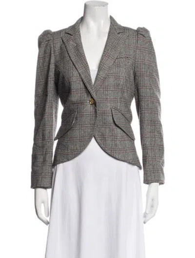 Pre-owned Smythe Wool Plaid Print Blazer In Grey