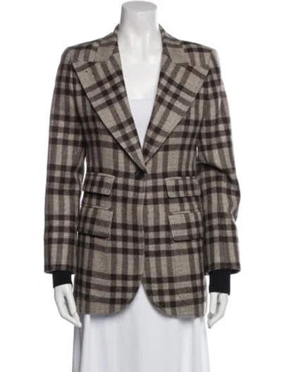 Pre-owned Smythe Wool Plaid Print Blazer In Multi