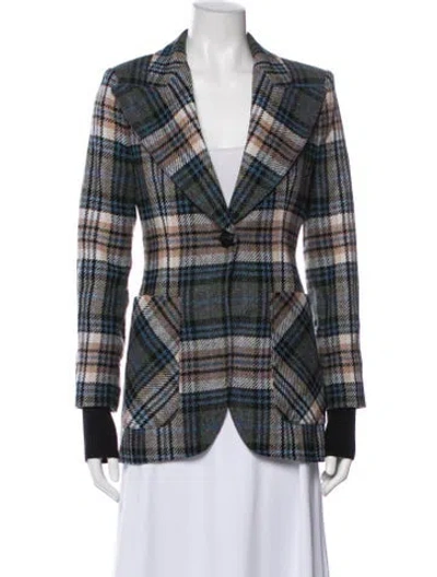 Pre-owned Smythe Wool Plaid Print Blazer In Multi