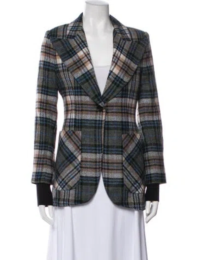 Pre-owned Smythe Wool Plaid Print Blazer In Multi