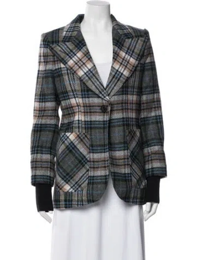 Pre-owned Smythe Wool Plaid Print Blazer In Multi