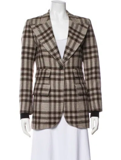 Pre-owned Smythe Wool Plaid Print Blazer In Multi