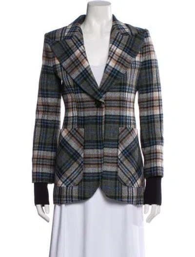 Pre-owned Smythe Wool Plaid Print Blazer In Multi