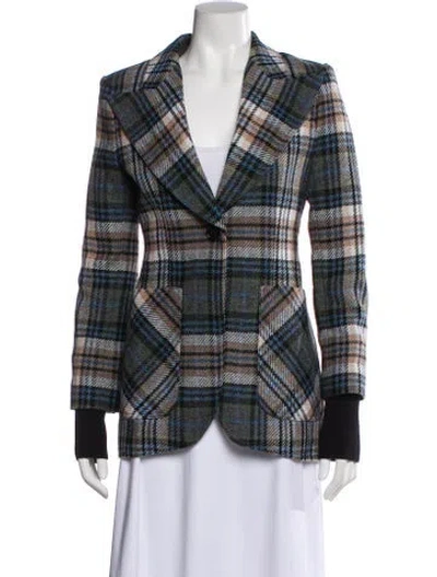 Pre-owned Smythe Wool Plaid Print Blazer In Multi