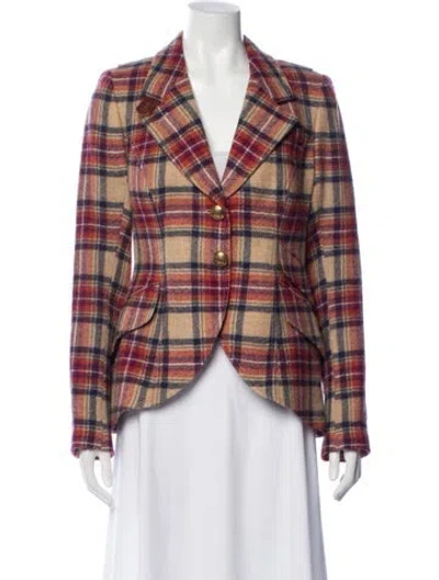 Pre-owned Smythe Wool Plaid Print Blazer In Neutral