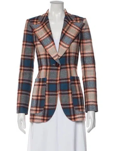 Pre-owned Smythe Wool Plaid Print Blazer In Neutral