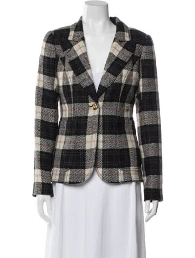 Pre-owned Smythe Wool Plaid Print Blazer In Neutral