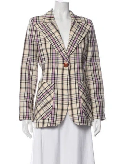 Pre-owned Smythe Wool Plaid Print Blazer In Neutral