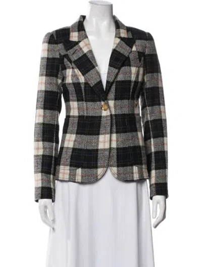 Pre-owned Smythe Wool Plaid Print Blazer In Neutrals