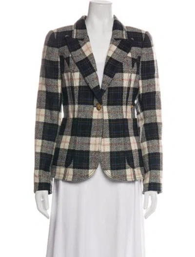 Pre-owned Smythe Wool Plaid Print Blazer In Neutrals