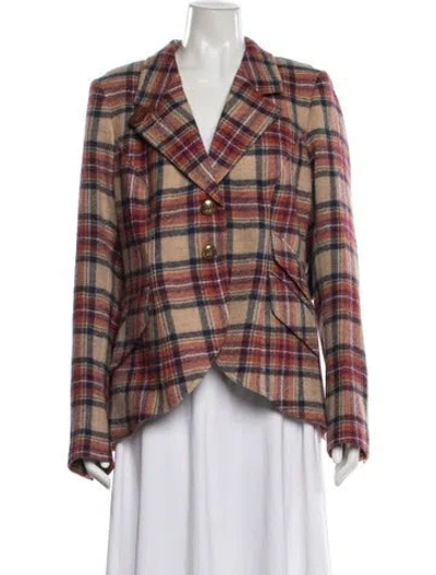 Pre-owned Smythe Wool Plaid Print Blazer In Neutrals