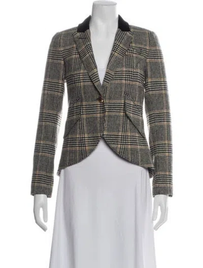 Pre-owned Smythe Wool Plaid Print Blazer In Neutrals