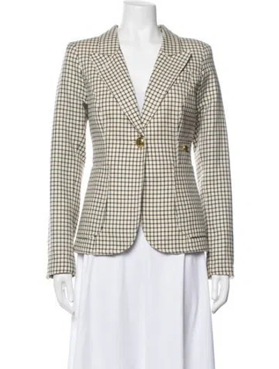 Pre-owned Smythe Wool Plaid Print Blazer In Neutrals