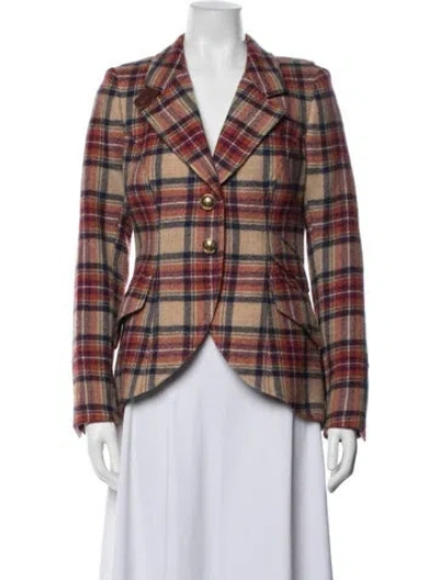 Pre-owned Smythe Wool Plaid Print Blazer In Neutrals