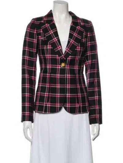 Pre-owned Smythe Wool Plaid Print Blazer W/ Tags In Black