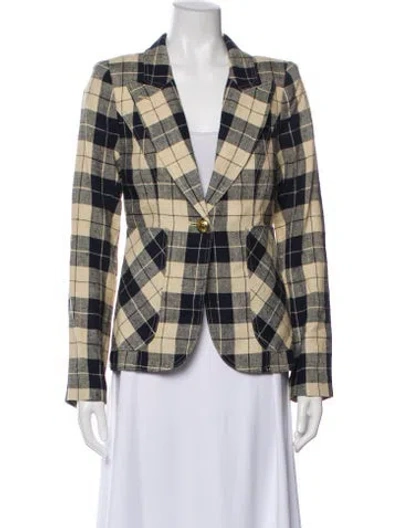 Pre-owned Smythe Wool Plaid Print Blazer W/ Tags In Blue