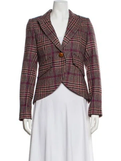 Pre-owned Smythe Wool Plaid Print Blazer W/ Tags In Brown