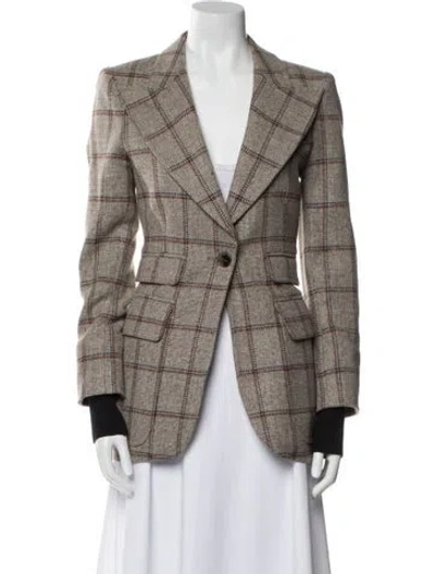 Pre-owned Smythe Wool Plaid Print Blazer W/ Tags In Gray
