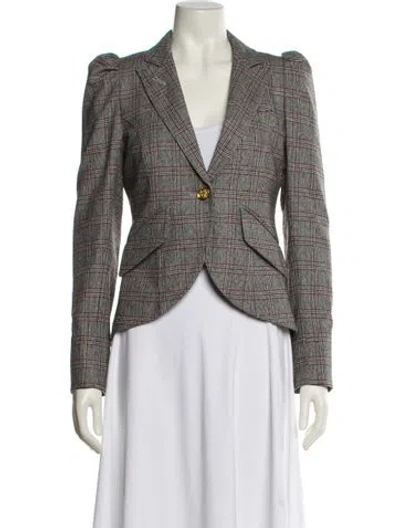 Pre-owned Smythe Wool Plaid Print Blazer W/ Tags In Gray