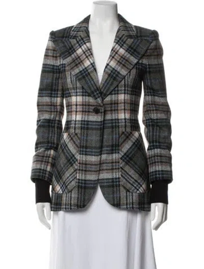 Pre-owned Smythe Wool Plaid Print Blazer W/ Tags In Multicolor