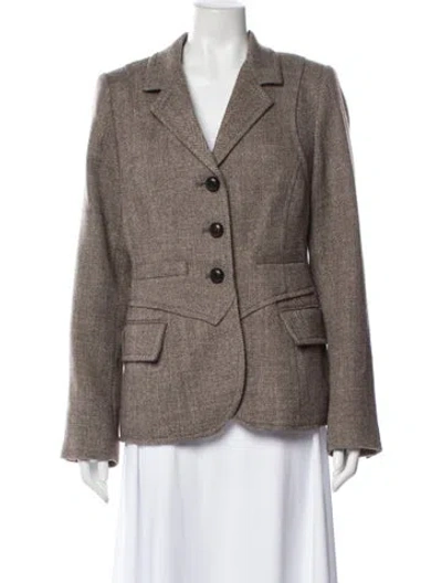 Pre-owned Smythe Wool Plaid Print Blazer W/ Tags In Neutral