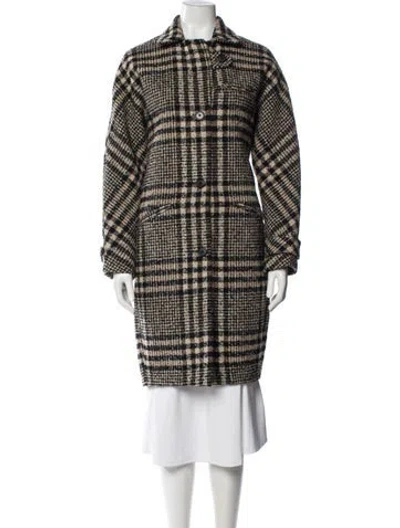 Pre-owned Smythe Wool Plaid Print Coat In Black