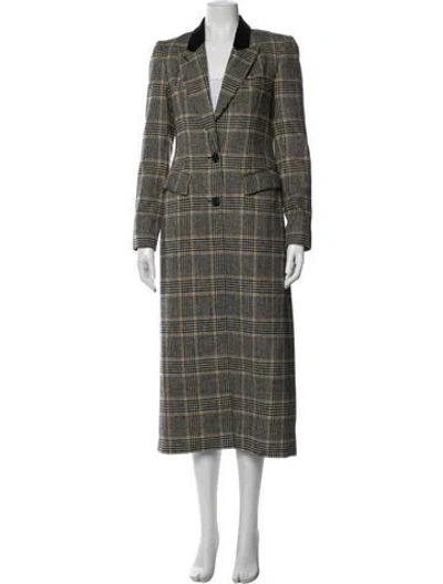 Pre-owned Smythe Wool Plaid Print Coat In Black