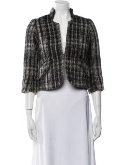 Pre-owned Smythe Wool Plaid Print Evening Jacket In Gray
