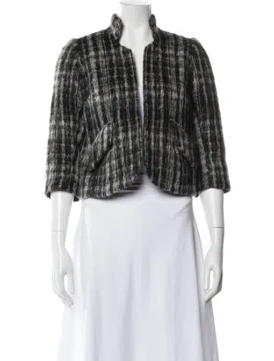 Pre-owned Smythe Wool Plaid Print Evening Jacket In White