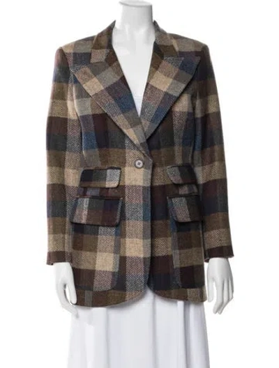 Pre-owned Smythe Wool Plaid Print Set In Neutral
