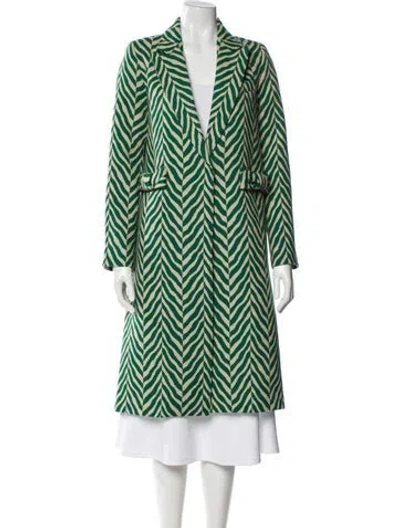 Pre-owned Smythe Wool Printed Trench Coat W/ Tags In Green