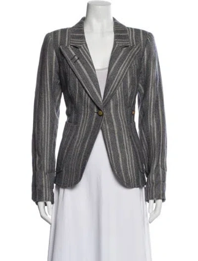 Pre-owned Smythe Wool Striped Blazer In Blue