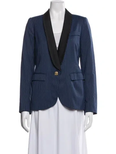 Pre-owned Smythe Wool Striped Blazer In Blue