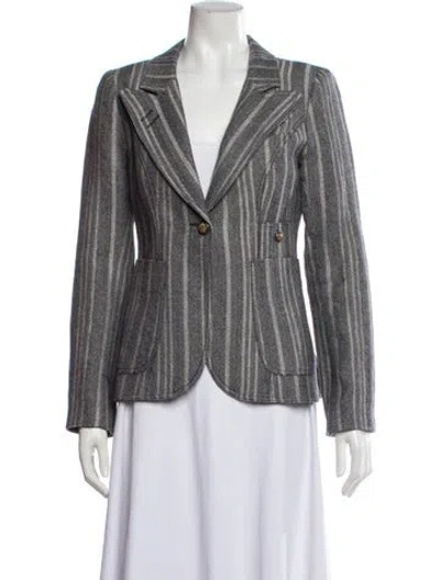 Pre-owned Smythe Wool Striped Blazer In Blue/grey