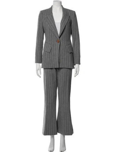 Pre-owned Smythe Wool Striped Pant Set In Grey
