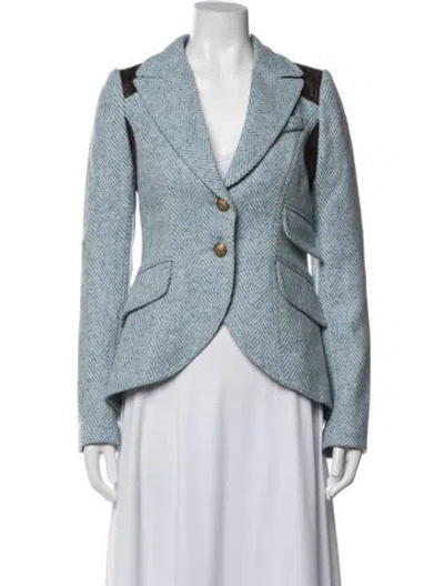 Pre-owned Smythe Wool Tweed Pattern Blazer In Blue