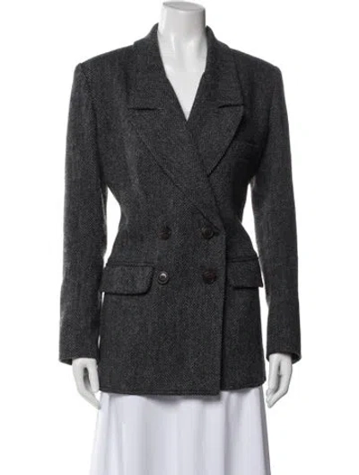 Pre-owned Smythe Wool Tweed Pattern Coat In Black