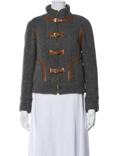 Pre-owned Smythe Wool Tweed Pattern Denim Jacket In Gray