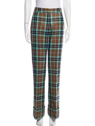 Pre-owned Smythe Wool Wide Leg Pants In Green