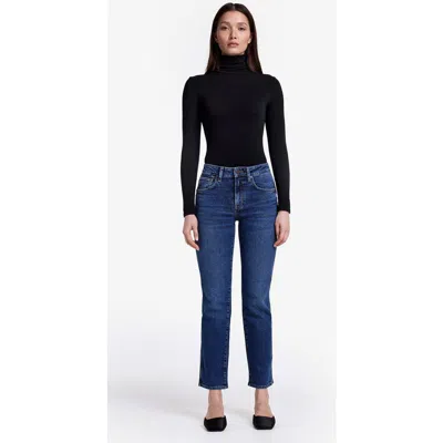Smythe Wren Stretch Mid Rise Crop Straight Jean In Blue