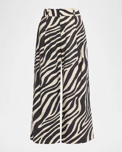 Smythe Zebra Cropped Pleated Trousers In Black