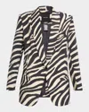 Smythe Zebra Shawl Collar Oversized Blazer In Black